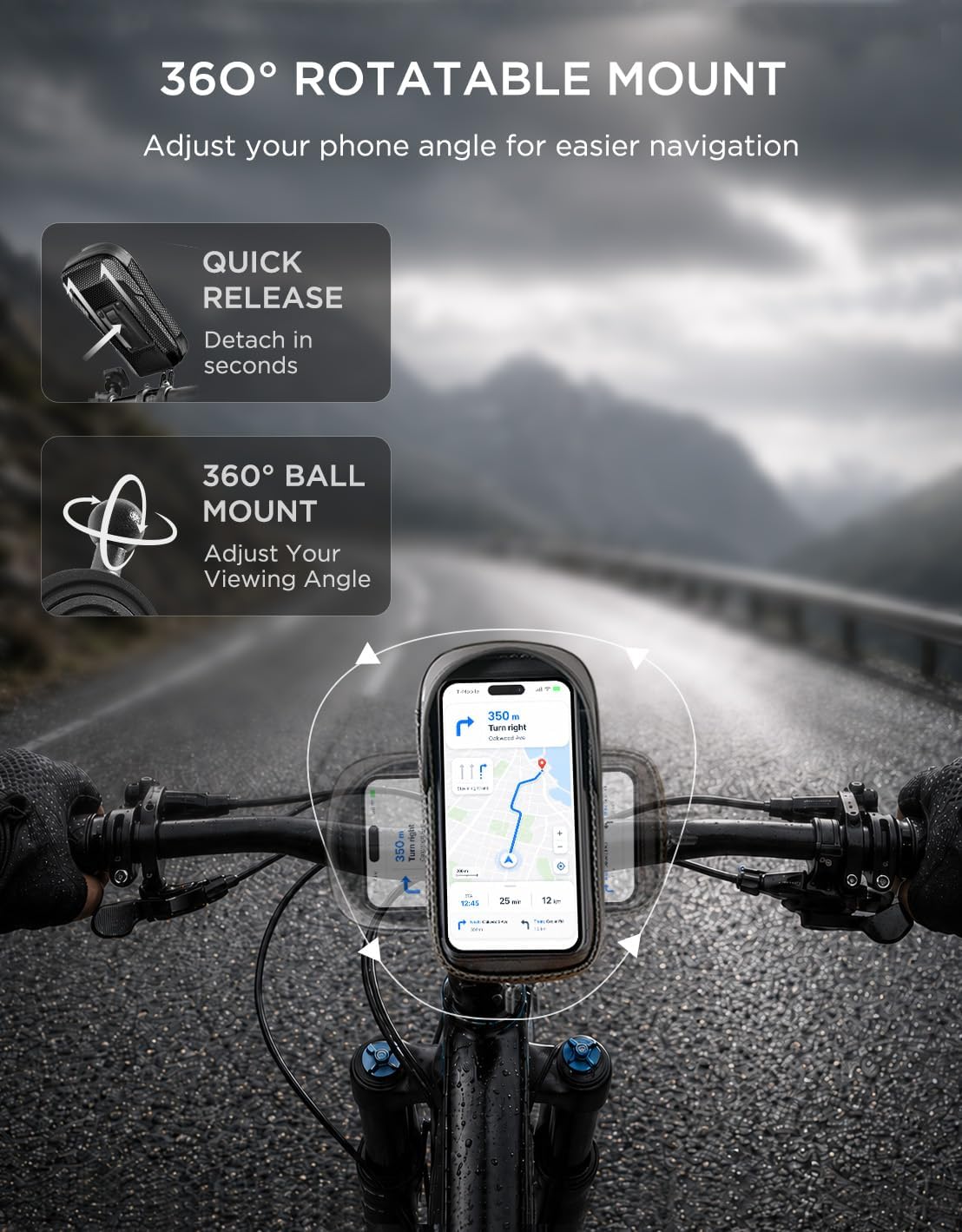 whale fall Bike Phone Holder, Waterproof Handlebar Bag for Phones up to 7"