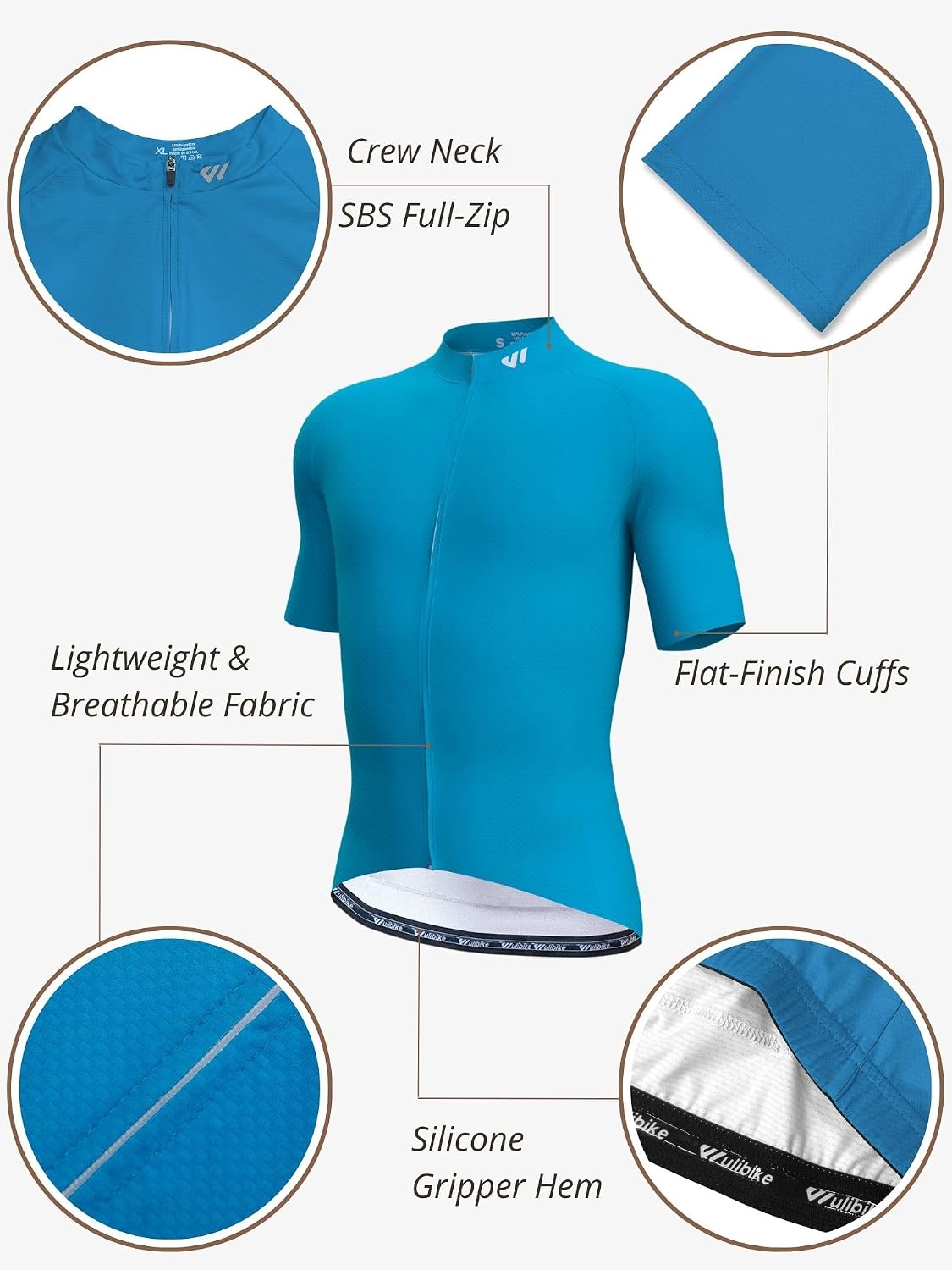 Wulibike Men's Cycling Jerseys Short Sleeve Bike Biking Shirts Full Zip with Pockets Road Bicycle Clothing