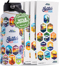 LET'S WANDER Lets Wander 50 States Water Bottle with Waterproof Stickers - 32oz Leakproof Insulated Stainless Steel with Straw - States of the USA Gift Bottle (White)