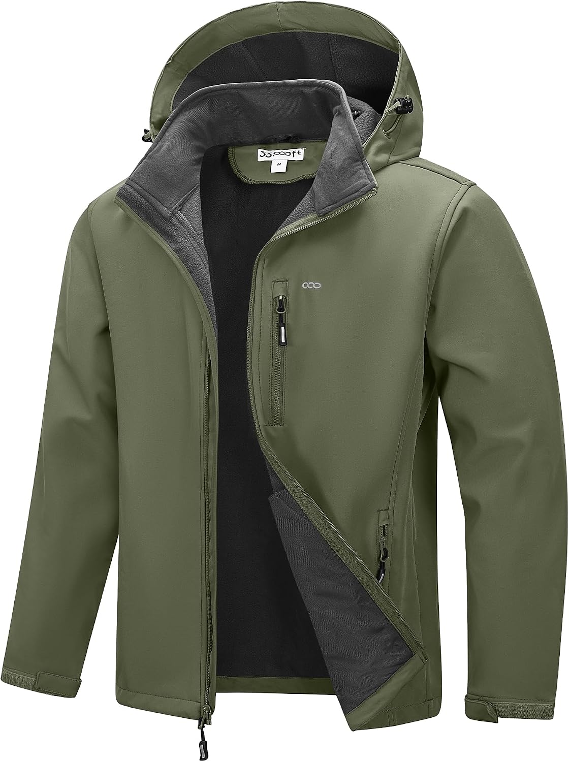33,000ft Men's Hooded Softshell Jacket Waterproof Fleece Windbreaker Jacket
