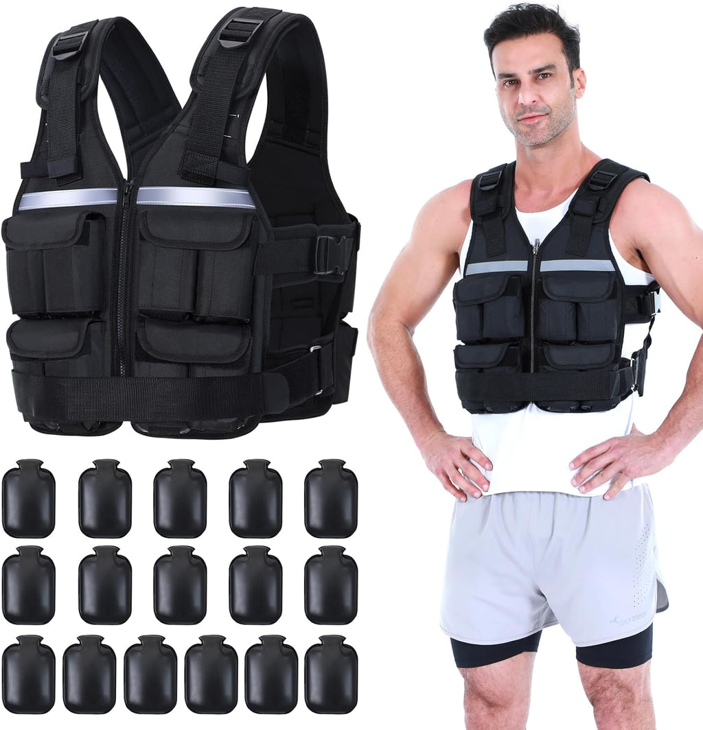 Sportneer Adjustable Weighted Vest Men 2-42lb Rucking Vest for Training