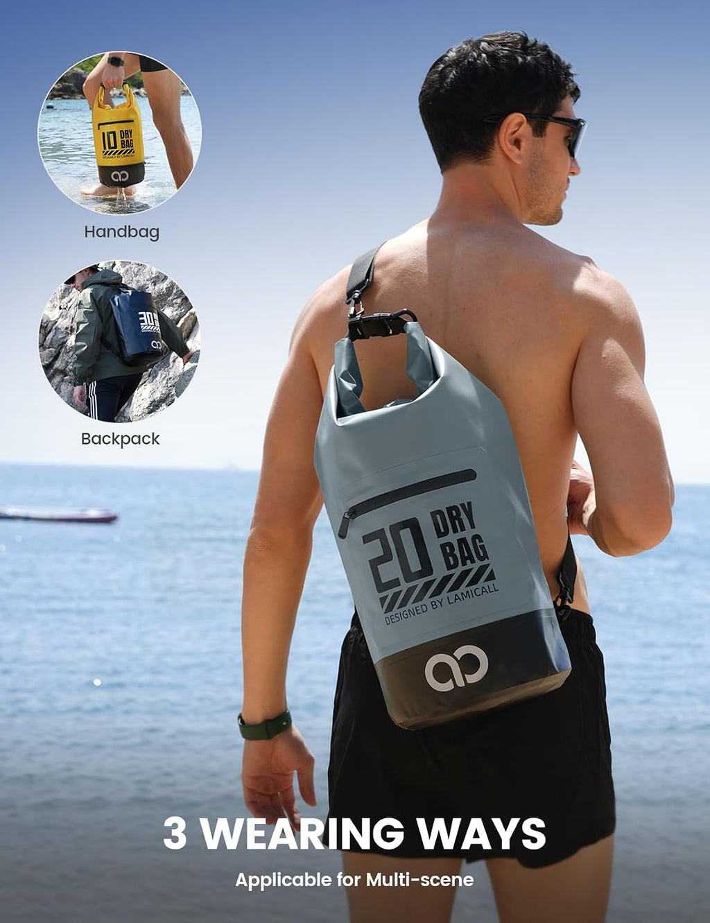 Lamicall Dry Bag Waterproof Backpack with Phone Pouch 5L/10L/20L/30L/40L