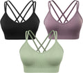 VEQKING Strappy Cross Back Women Sports Bras with Removable Cups