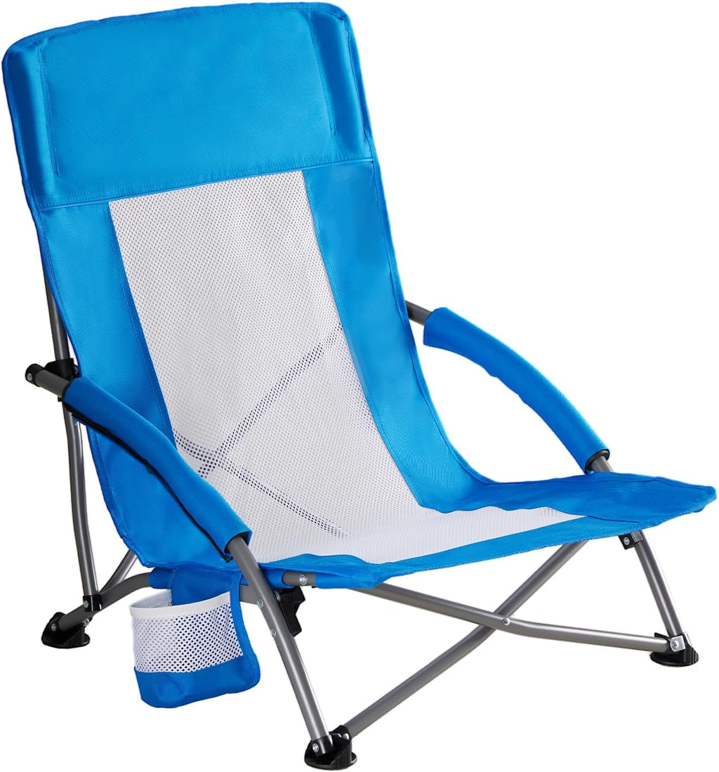 NEWBULIG Low Beach Chair, Folding Camping Chairs, Green