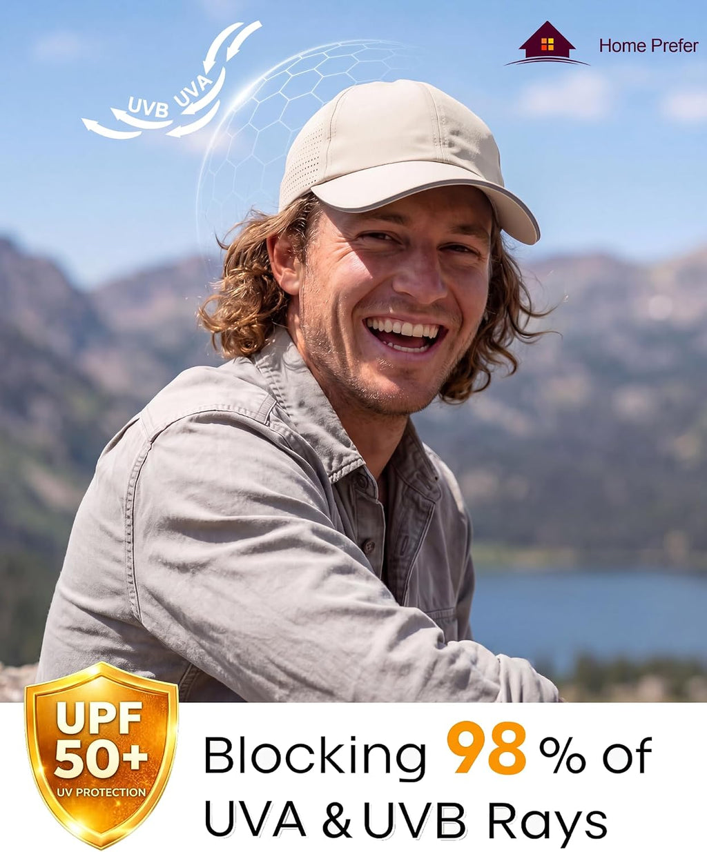 Home Prefer Reflective Water Repellent Quick Dry Airy UPF50+ Sun Hat for Men Women Outdoor Sports Baseball Caps Unisex