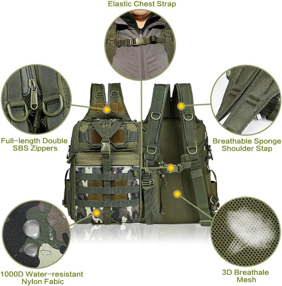 BLISSWILL Outdoor Tackle Bag - Large Water-Resistant Fishing Backpack