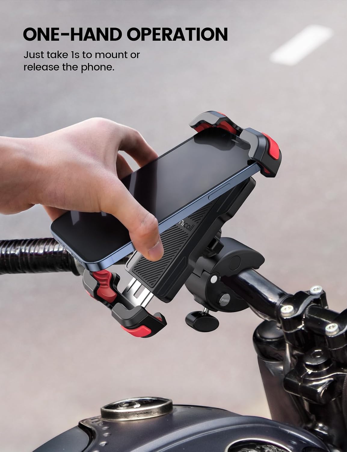 Lamicall Motorcycle Bike Phone Holder with Upgrade Quick Install Bar Clip