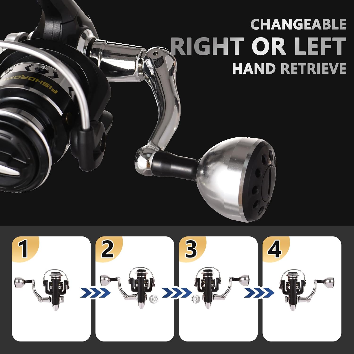 Fishdrops Spinning Fishing Reels, Lightweight Spinning Reel, 15.5 LBs Max Drag, 5.1:1/5.5:1 High Speed Ultra Smooth Powerful with CNC Aluminum Spool Fishing Reels Freshwater(Black/Gold)