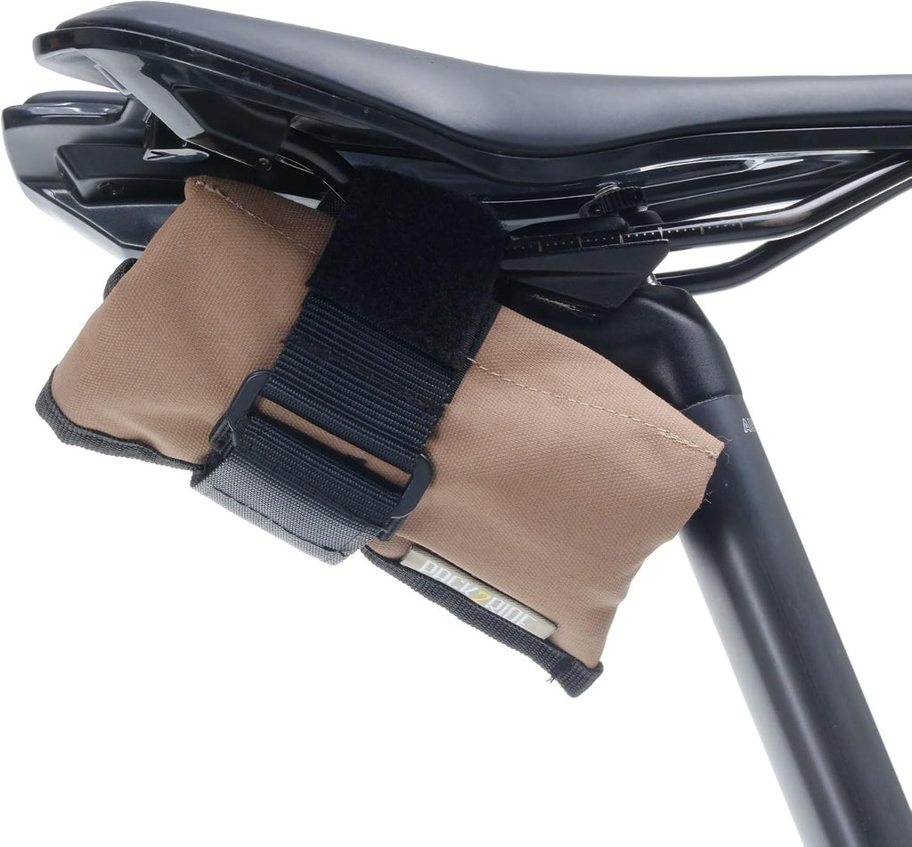 PACK2RIDE Blossom Roll Bike Saddle Bag - Bike Seat Bag with 3 Organization Pockets for Tools - Water Resistant, Durable Cordura Fabric - Road Bike Accessories - Lightweight Bicycle Accessories (Black)