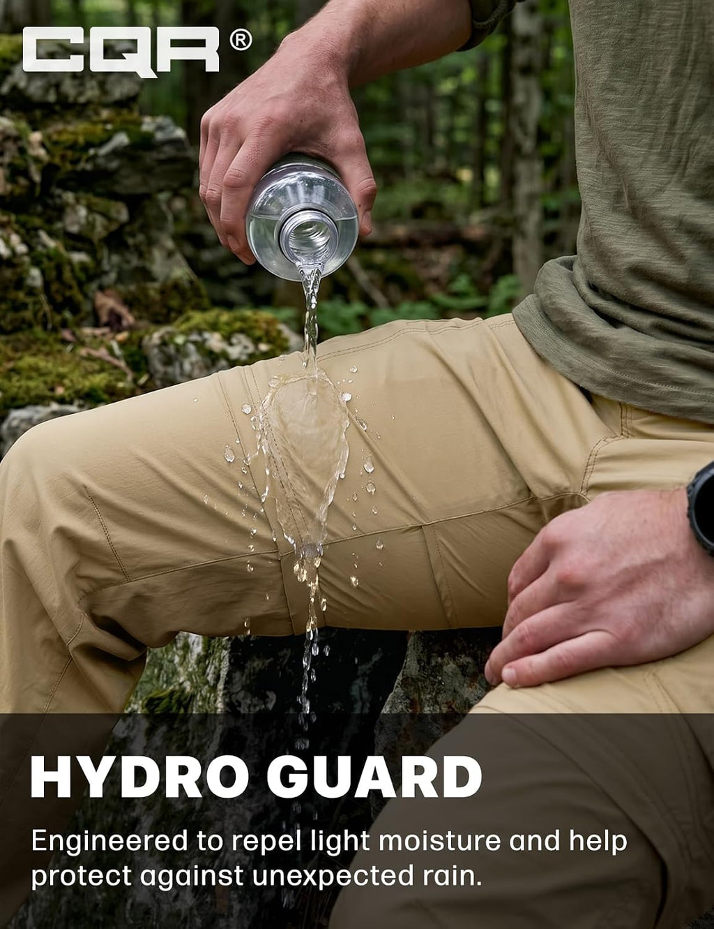 CQR Men's Convertible Cargo Tactical Pants, Water Resistant Outdoor Hiking Pants, Zip Off Lightweight Stretch Work Pants