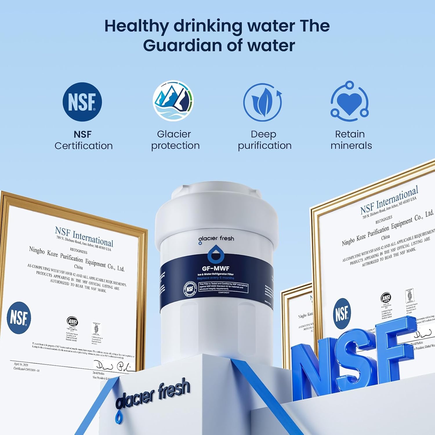 GLACIER FRESH MWF Refrigerator Water Filter Compatible with GE, 3-Pack