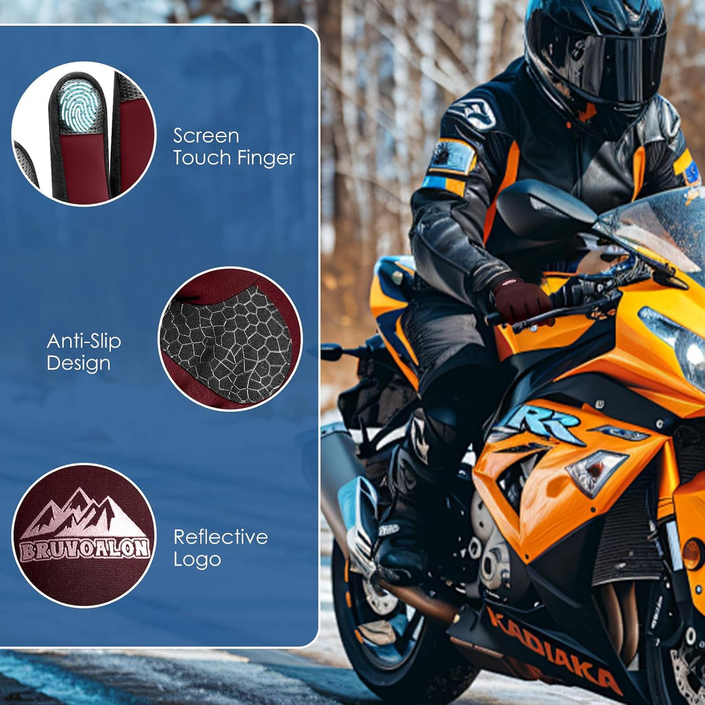 Bruvoalon Winter Gloves for Women & Men, 3M Thermal Insulation, Lycra Fabric, Touchscreen, Anti-Slip