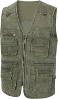 Spanye Mens Safari Travel Photo Vest Outdoor Fishing Multi Pocket Jacket Beige