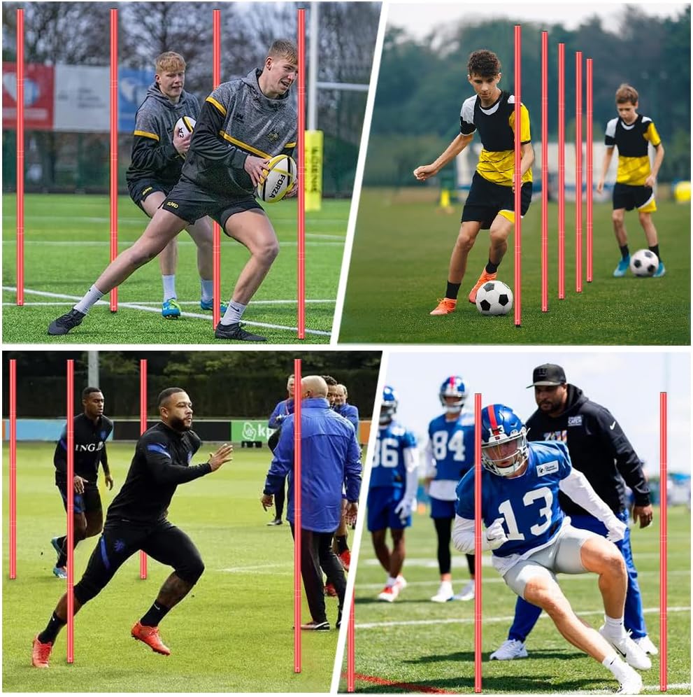 HOTOOLME Agility Training Poles Equipment Soccer Training Equipment Includes 6 Agility Poles,Agility Ladder, 10 Soccer Cones,Jump Rope for Speed Training, Soccer Training, Basketball Athletes & Kids