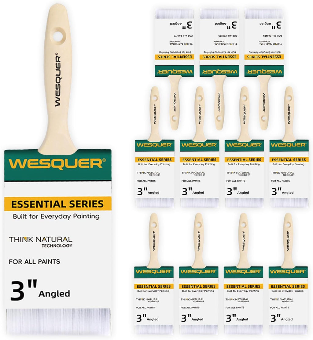 Wesquer 1.5 Inch Flat Paint Brushes 12 Pack Bulk Professional Detail Touch