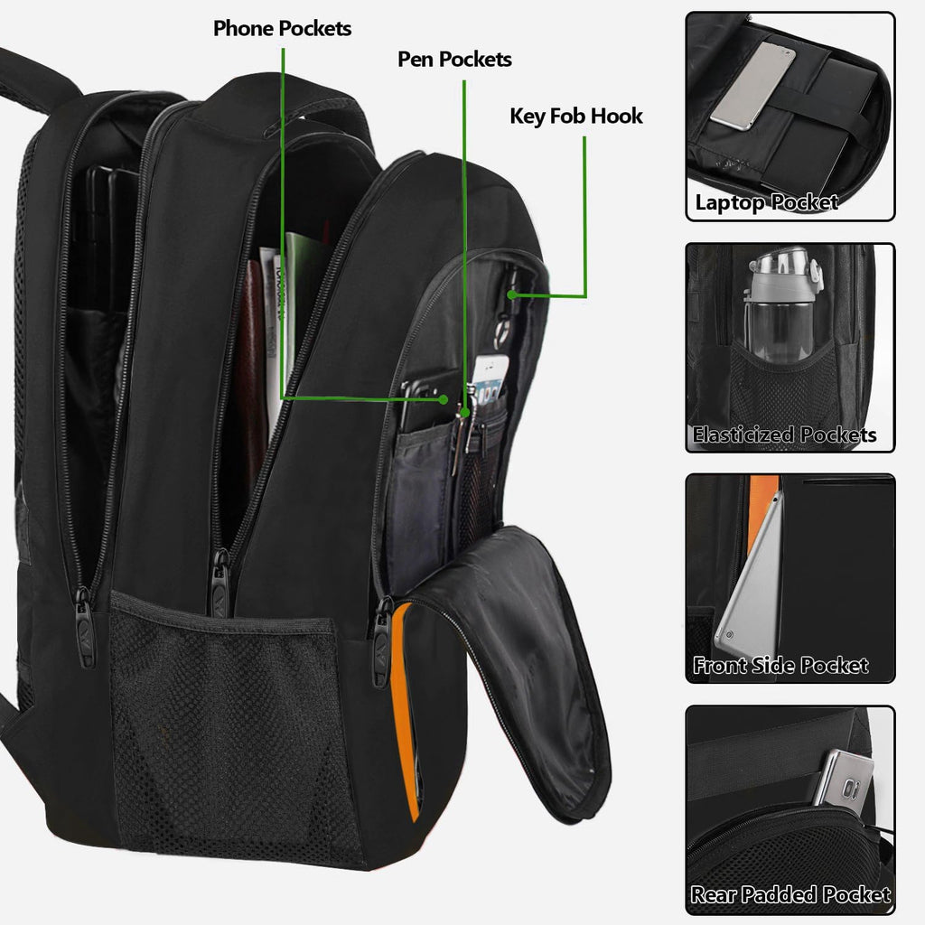 MATEIN OrangeTravel Backpack, Slim Sturdy 15.6 Inch Laptop Bag for College