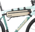 Rhinowalk Bike Frame Bag Waterproof, Top Tube Bicycle Bag with Side Compartments, Pump Holder, and Hidden Cable Port, (2.1L, Beige)