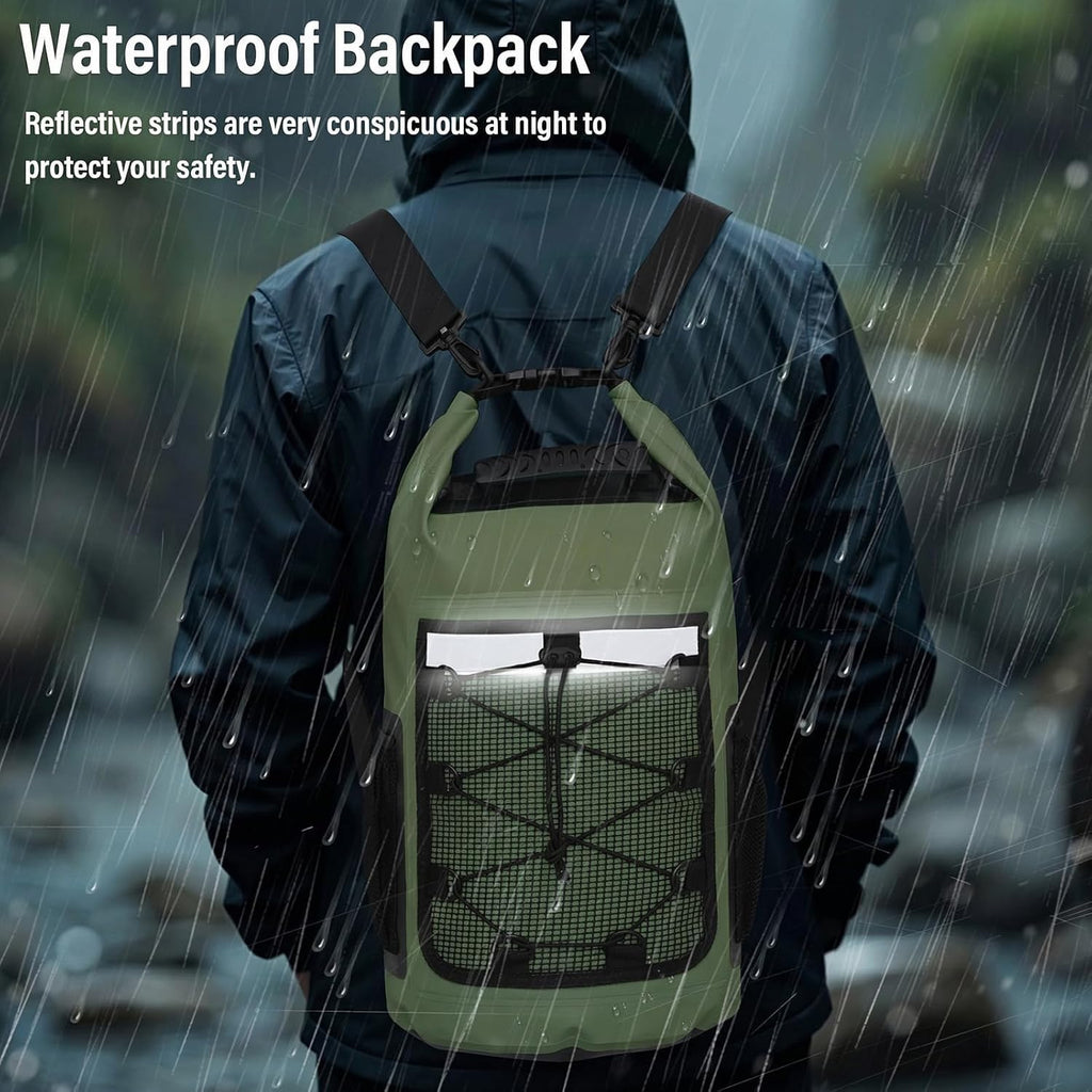 Dry Bag, 25L Waterproof Backpack, Outdoor Roll-Top Dry Bags for Kayaking