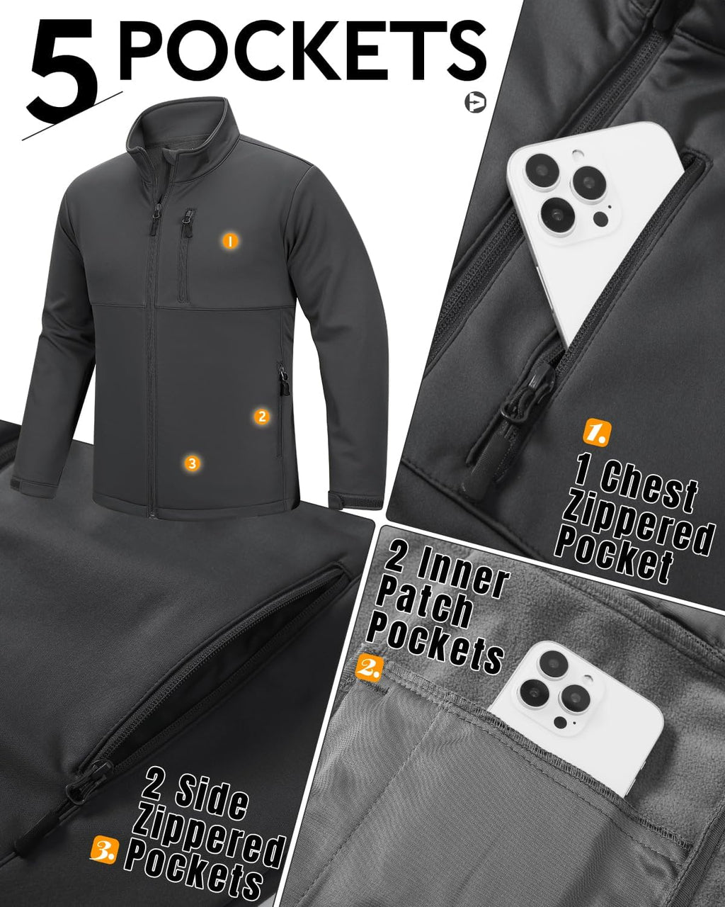 Outdoor Ventures Men's Softshell Jacket Waterproof Lightweight Rian Jacket
