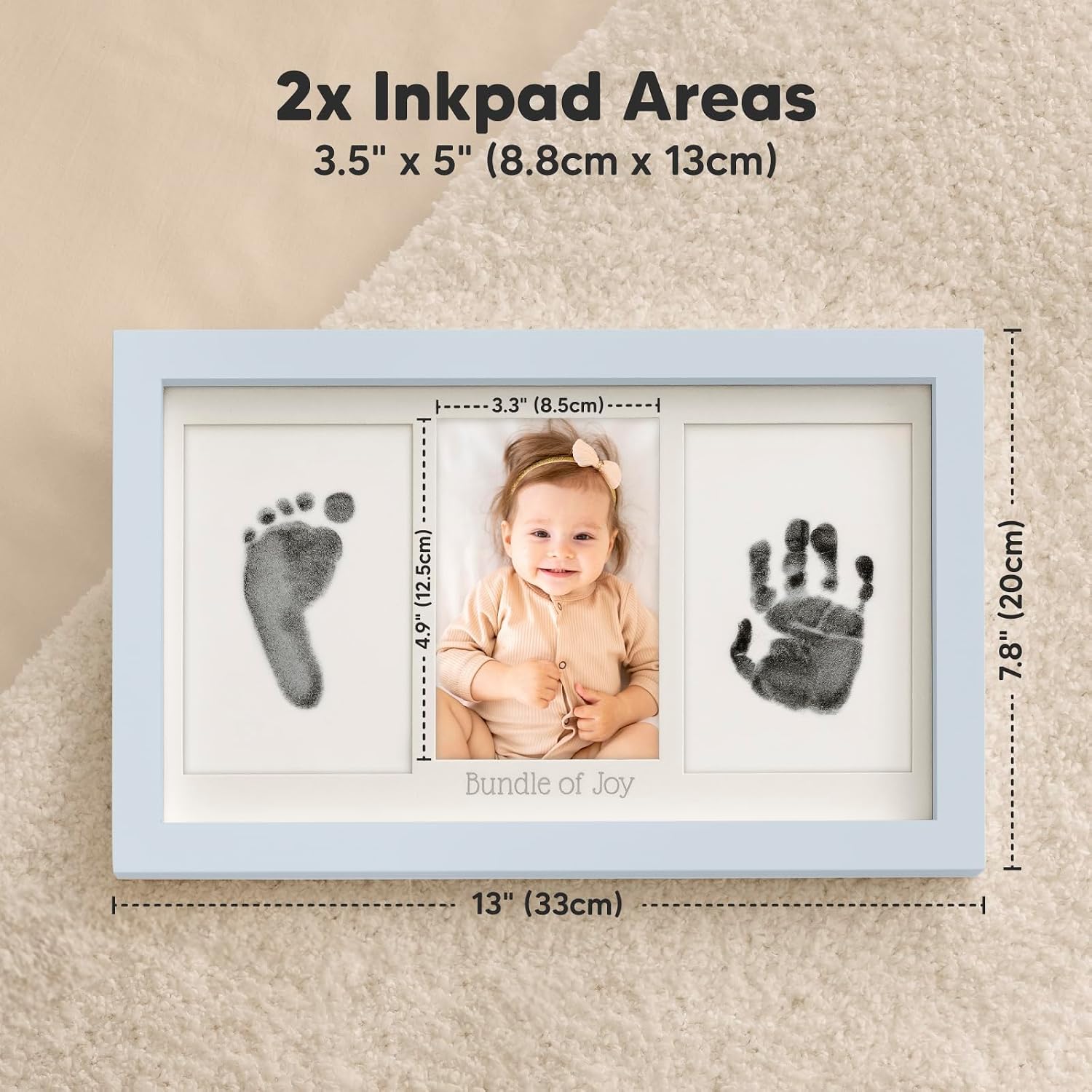 Inkless Hand and Footprint Kit, Boy Girl Newborn Keepsake (Mist Blue)