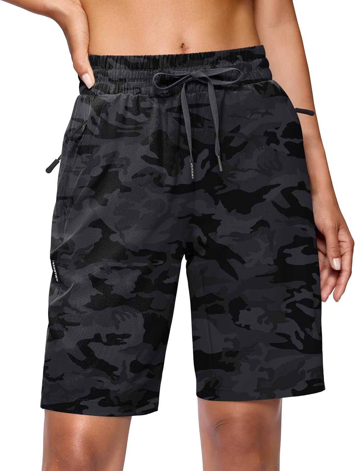 SANTINY Women's 7''/ 9'' Hiking Shorts with 3 Zipper Pockets Athletic Shorts