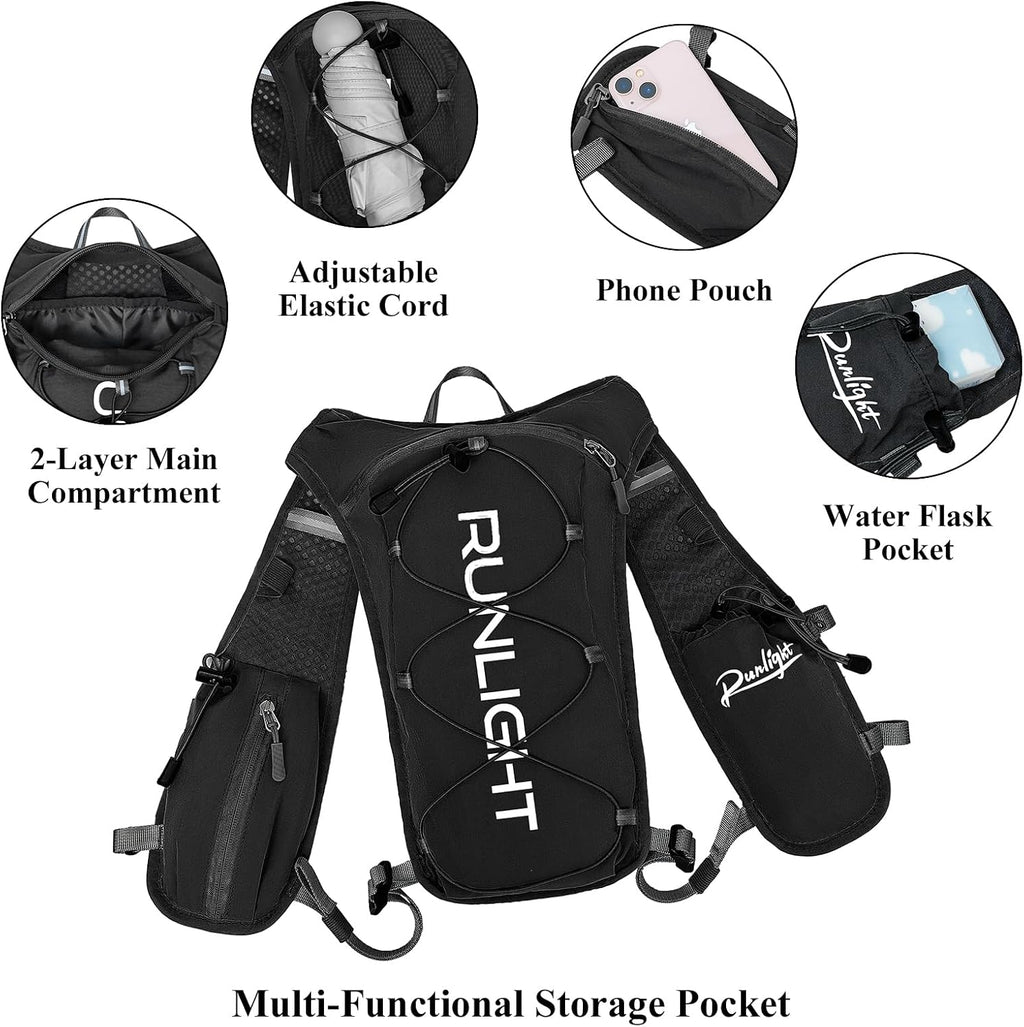 Runlight Running Vest for Women Men Lightweight Hydration Backpack Pack with 1.5L Water Bladder Bag Hydro Daypack for Hiking,Trail,Skiing,Camping,Cycling,Race,Marathon