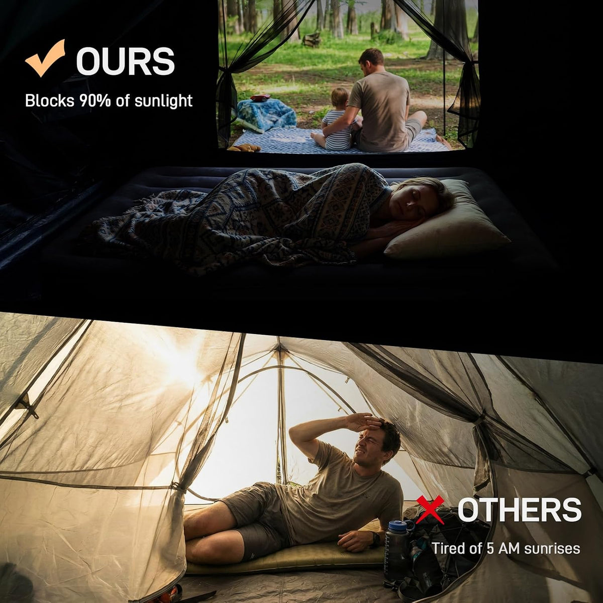 EVER ADVANCED 8/10 Person Camping Blackout Design Tent