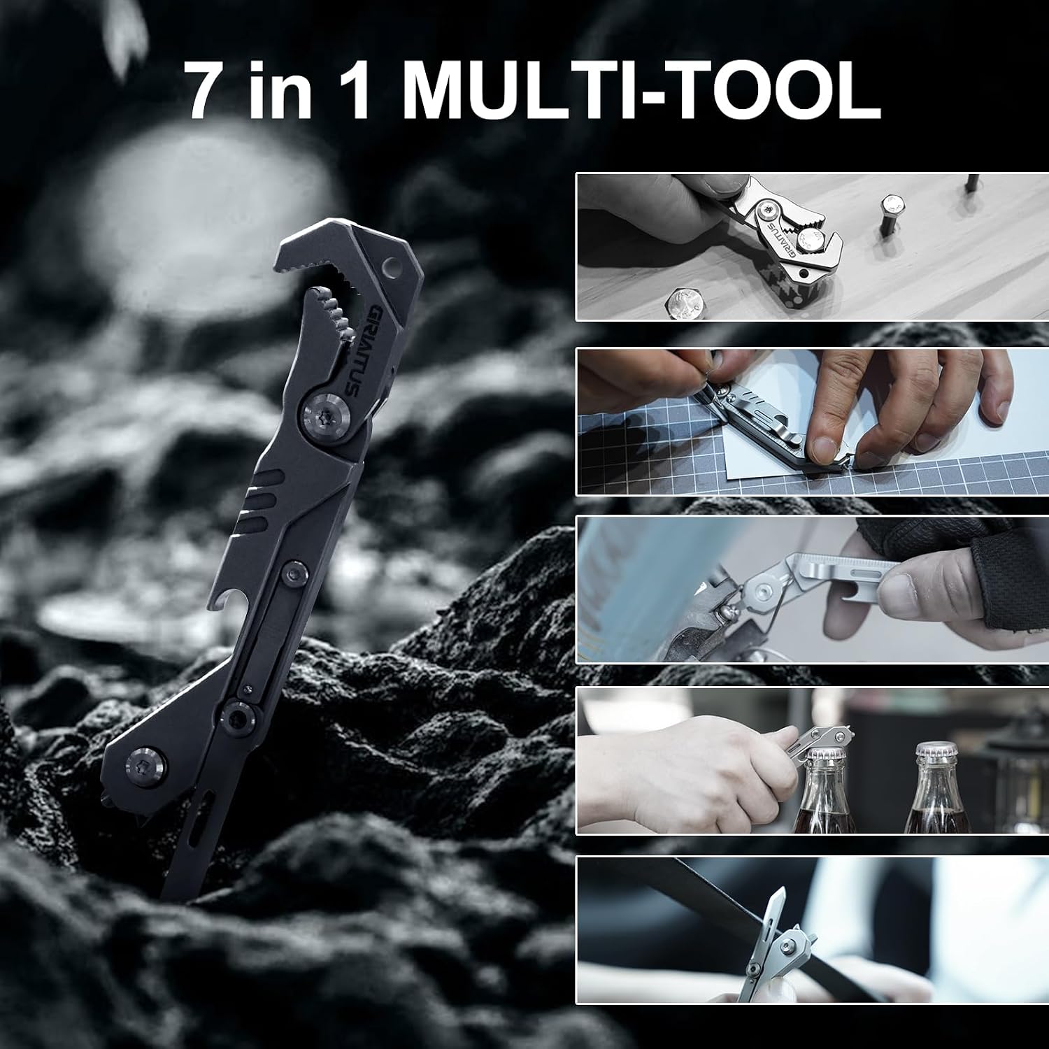 EDC Multitool 7 in 1 with knife, Wrench, Folding Knife, Screwdriver