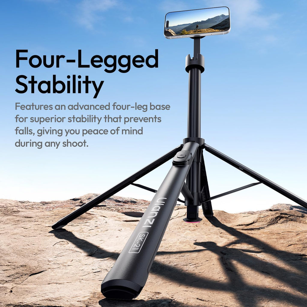 ULANZI 71" Magnetic Phone Tripod, Auto Open & Close Selfie Stick w Remote