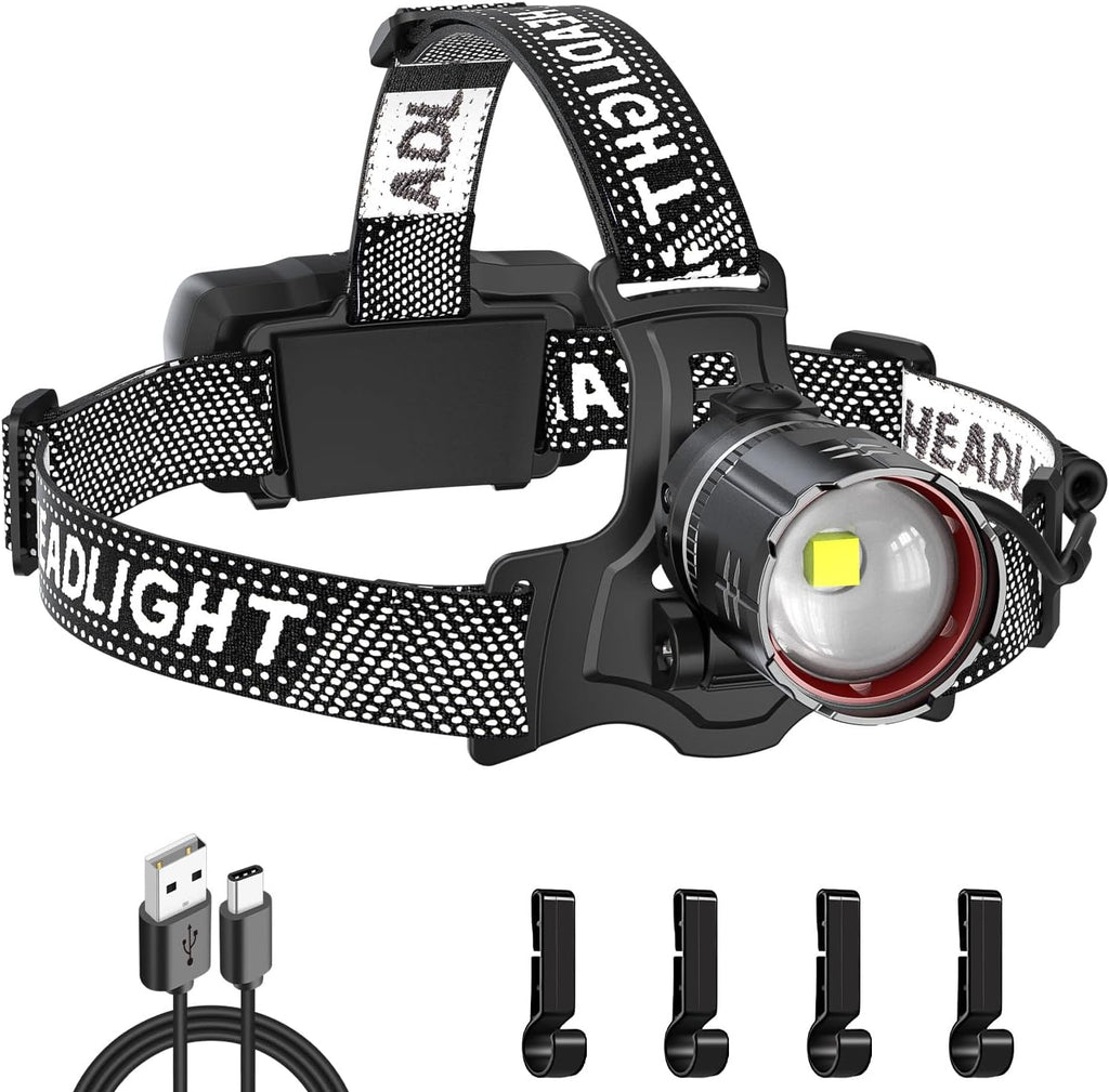 ATDOALL Rechargeable LED Headlamp, Super Bright High Lumen Head Lamps