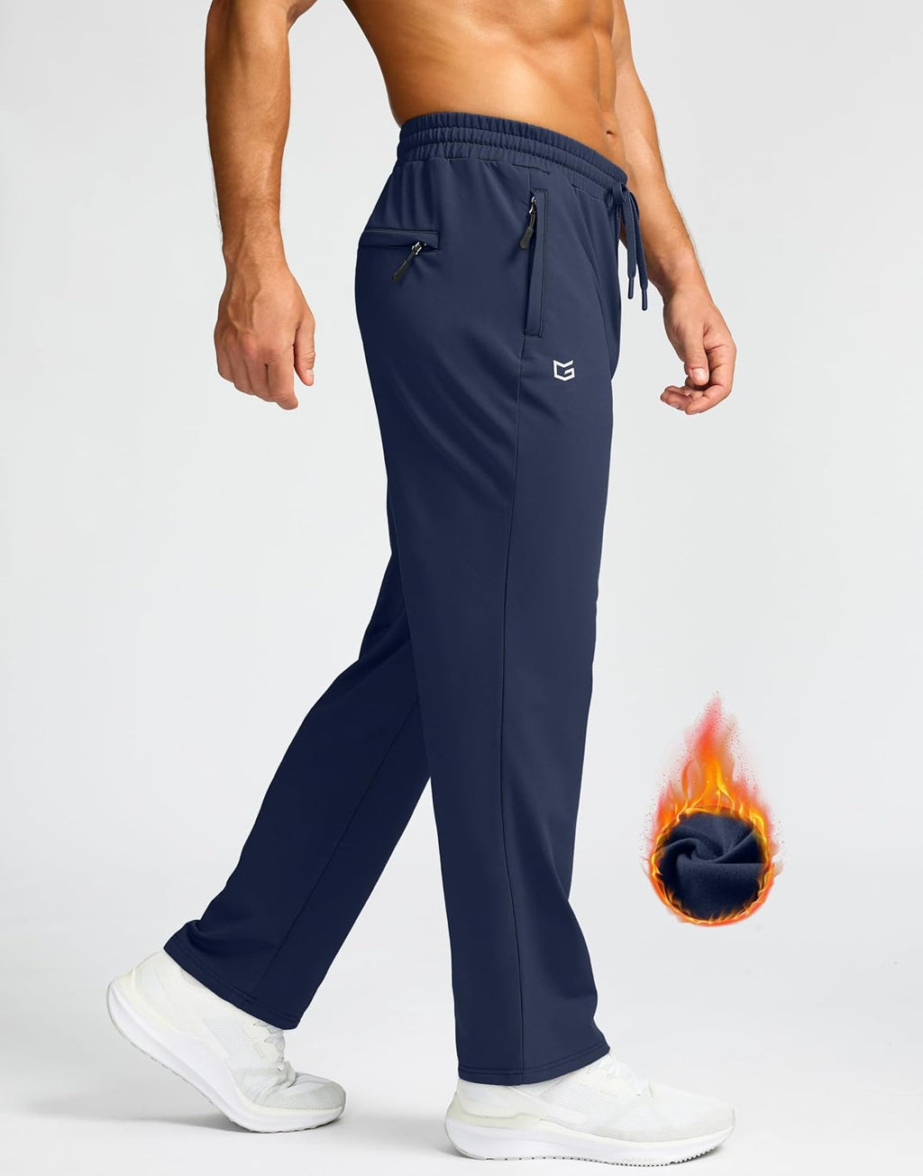 G Gradual Men's Fleece Lined Pants with 3 Zipper Pockets Water Resistant Winter Warm Hiking Pants Athletic Sweatpants for Men