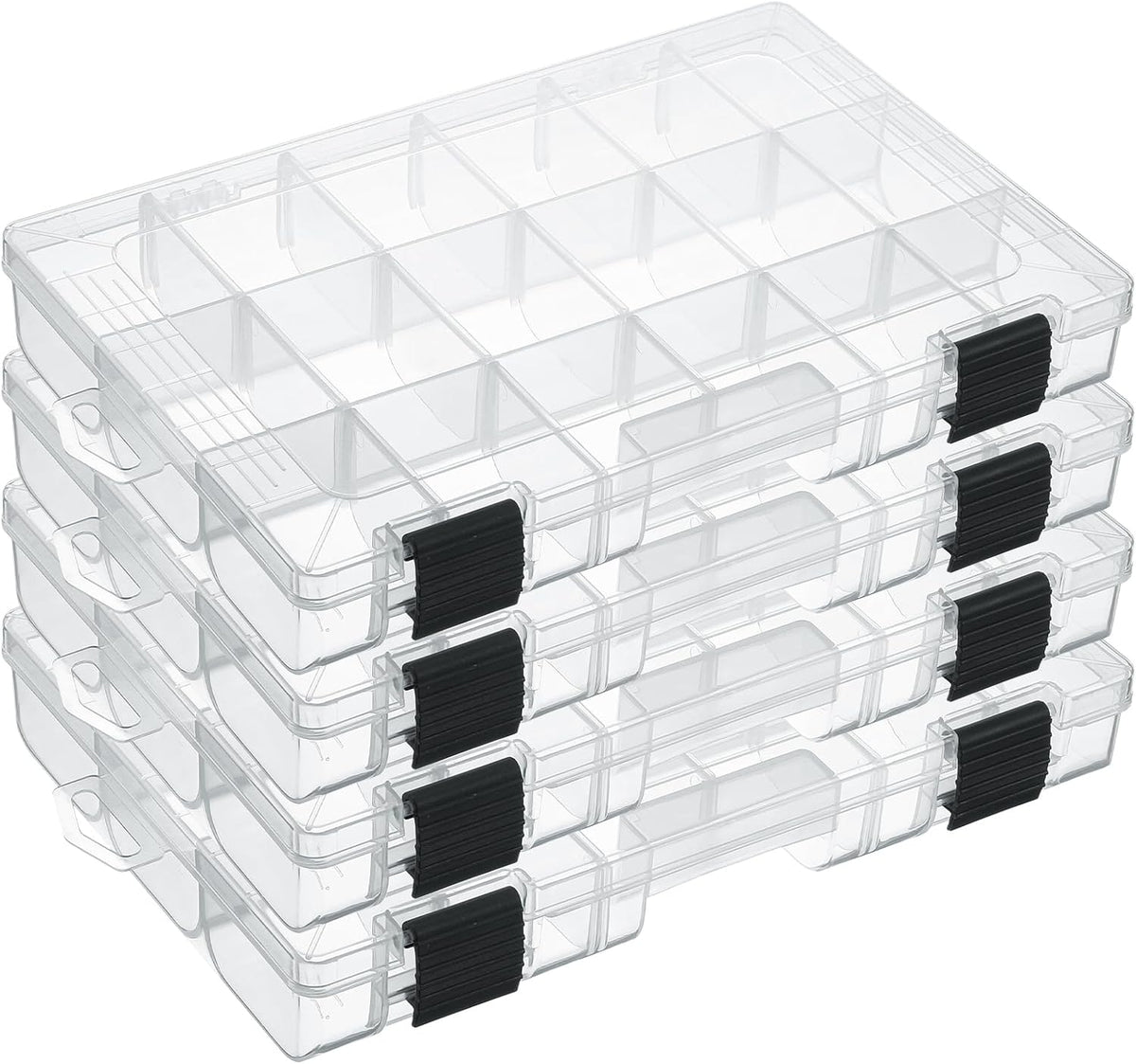 4 Pcs 3600 Tackle Trays, Plastic Storage Organizer Box with Removable Dividers - Tackle Boxes - Fishing Tackle Storage, 18 Grids