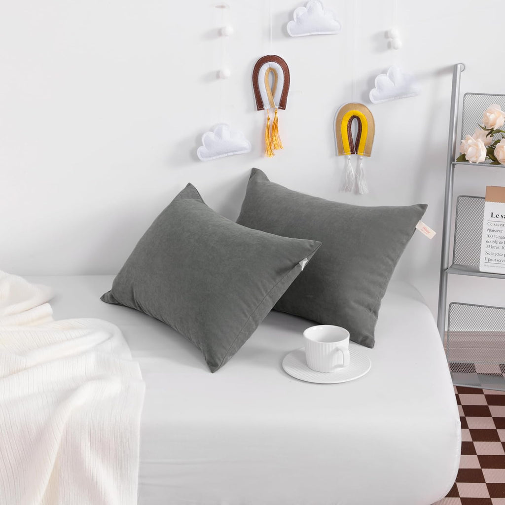 NTBAY Tiny Pillows, Set of 2, 7"x11", Dark Grey