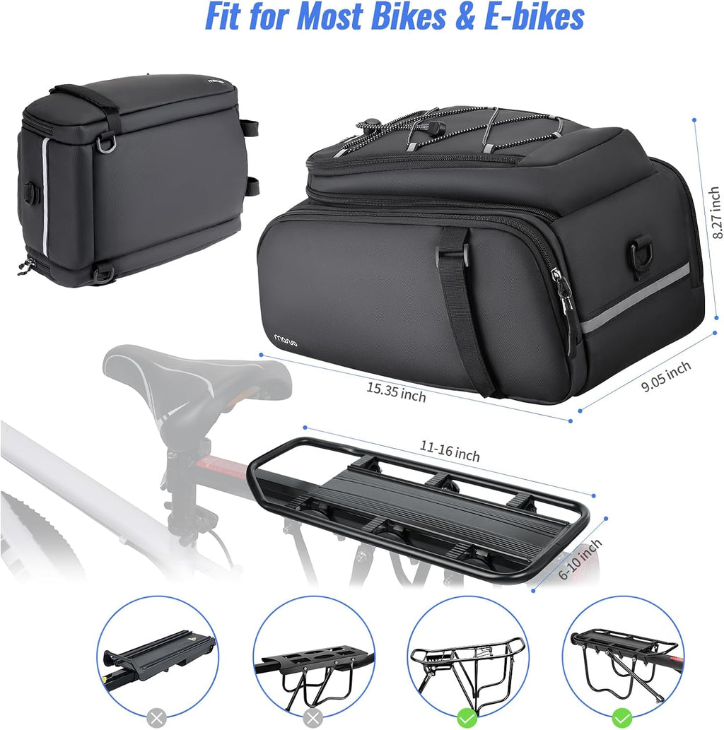 MOSISO Bike Rack Bag with Rain Cover, 15L Waterproof Bike Ebike Rear Bags