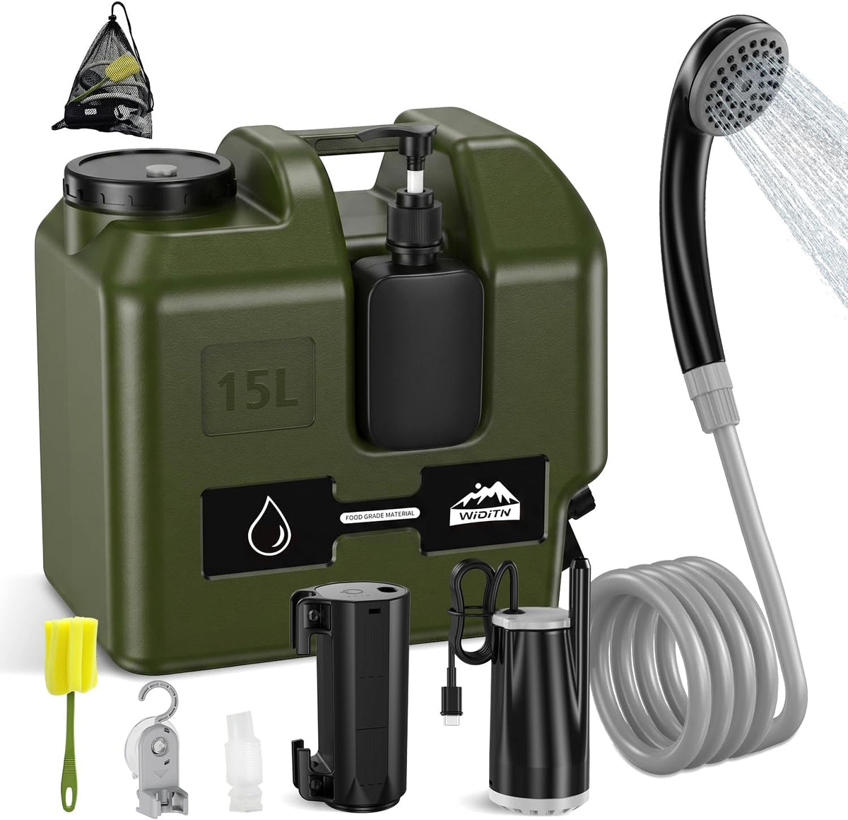 Portable Camping Shower with Water Jug Powerful Spray