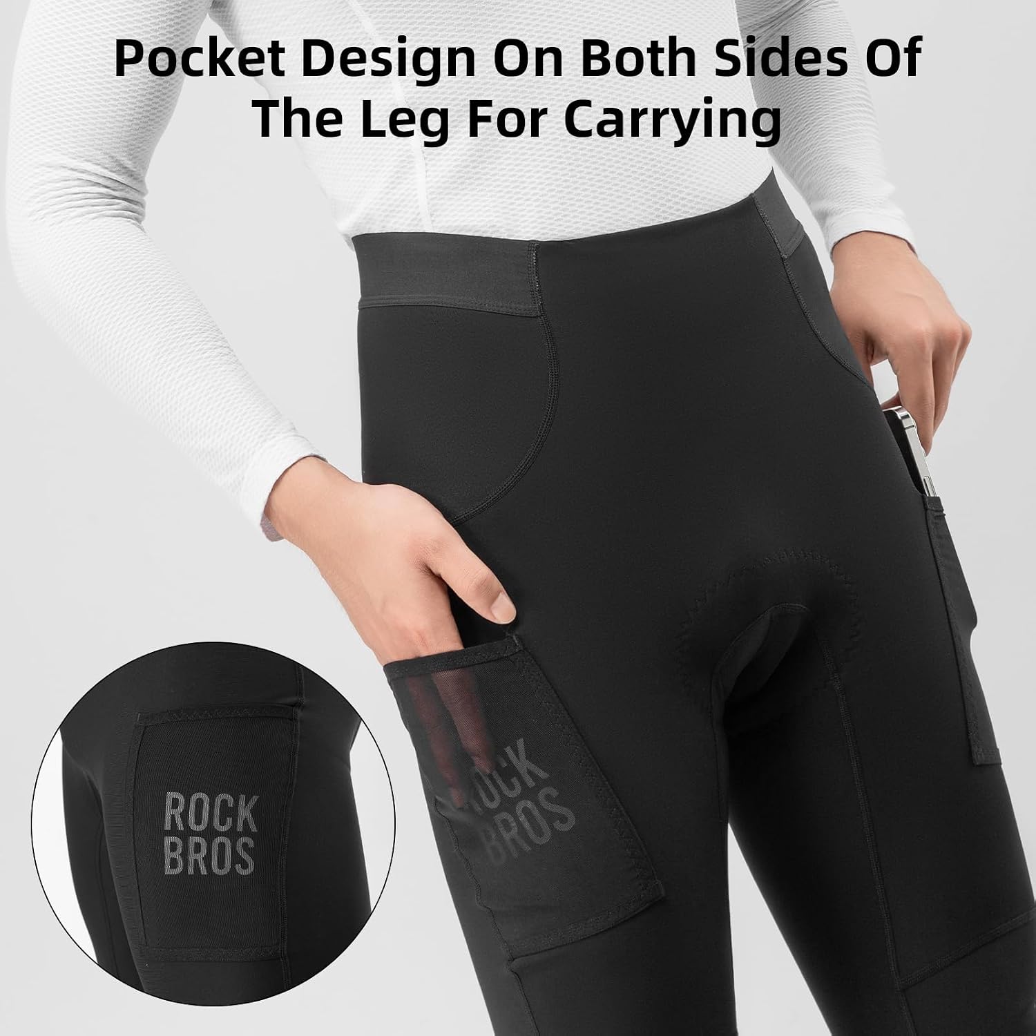 ROCKBROS Men's Thermal Cycling Tights Padded Winter Bike Pants