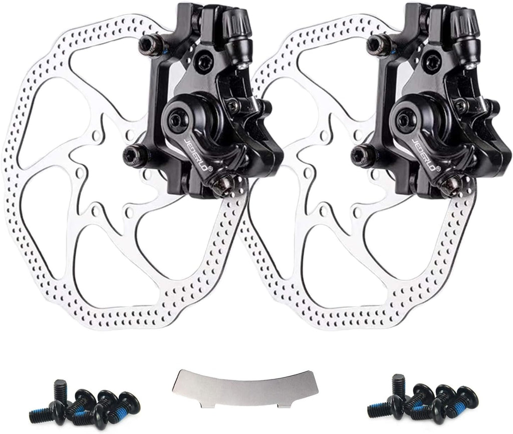 Farbetter Bike Disc Brake Kit, Including Front and Rear Caliper, 160mm Rotor, Mechanic Tool-Free Pad Adjuster for Mountain Bike, Road Cycling, Fixed Gear Bike, MTB, BMX (Red)