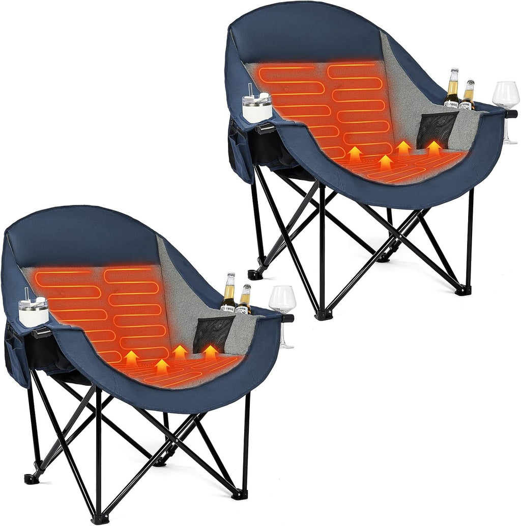 Oversized Camping Chairs for Adults - Heavy Duty Padded Outdoor Camp Chair