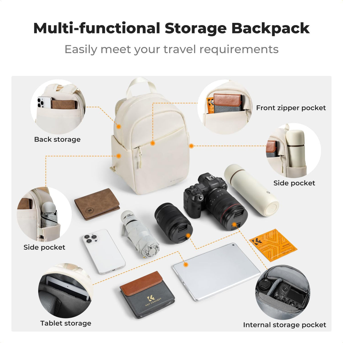 K&F CONCEPT Camera Backpack, Lightweight Compact Camera Bag 5L