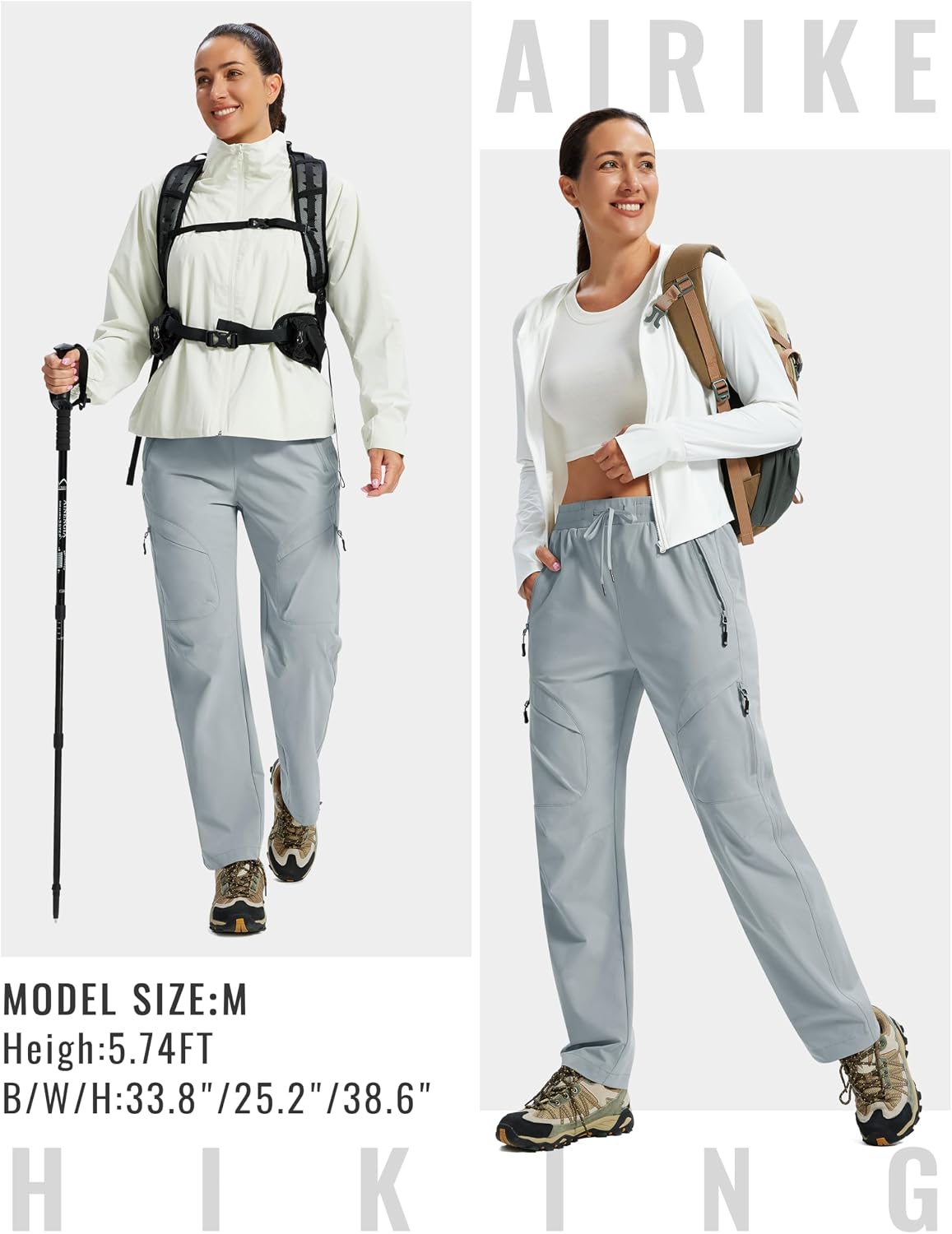 AIRIKE Women's Hiking Cargo Pants Lightweight Quick Dry Joggers Sweatpants Casual Work Travel Outdoor Pant with Pockets