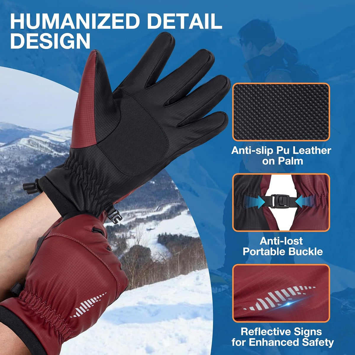 SIMARI Winter Waterproof Warm Gloves Women Men with Touchscreen Fingers, Ski Snow Windproof for Cold Weather Thermal, for Running Hiking Driving Cycling Outdoor Sports Daily Work