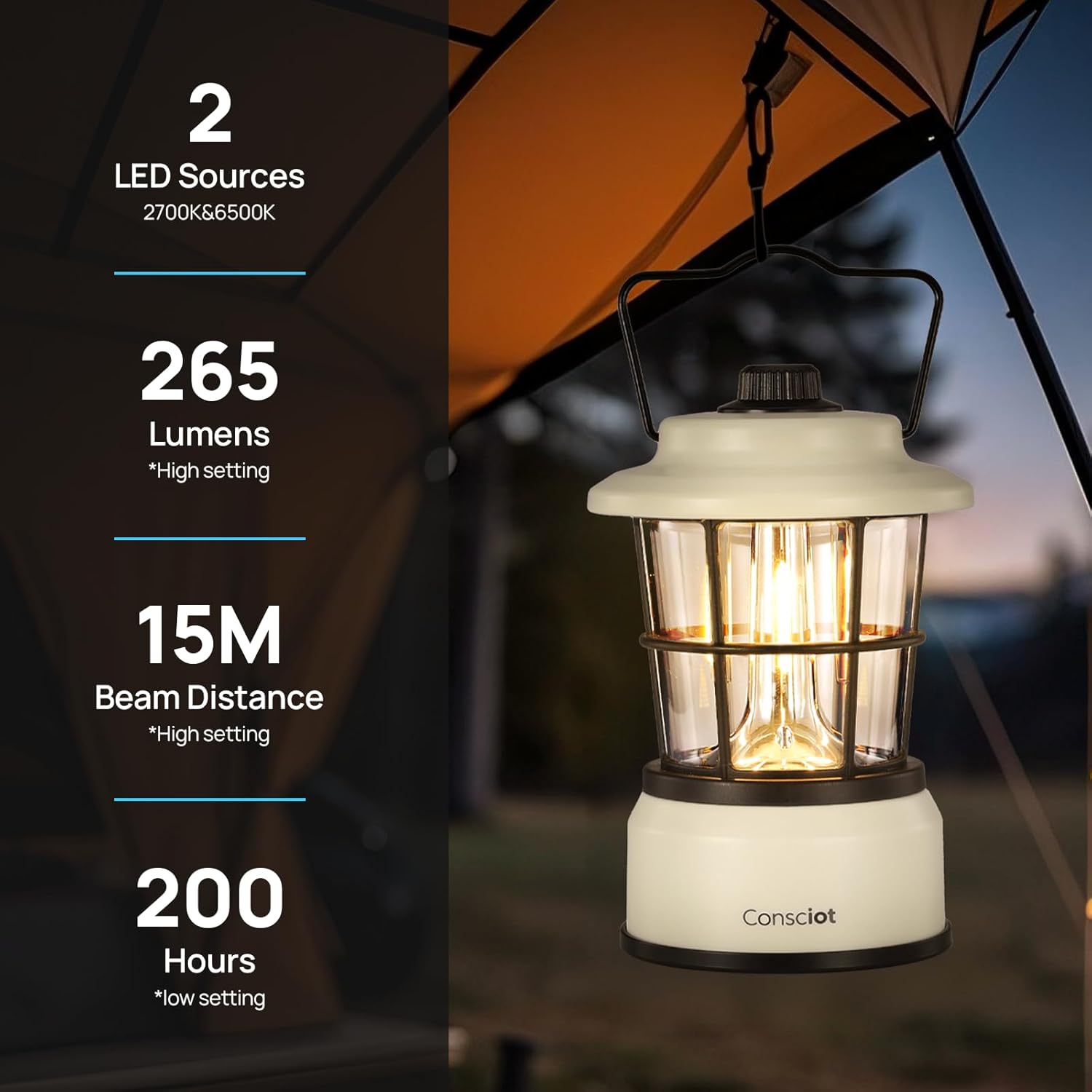 Consciot CL1 Mini Dual Light Sources LED Lantern, Battery Powered Lamp