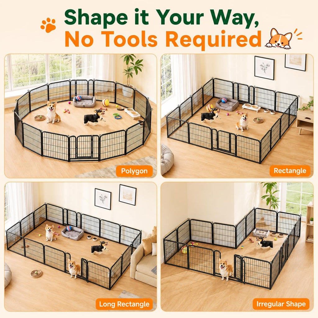 Yaheetech Dog Playpen 24in 16 Panels Pet Fence for Indoor Yard RV Camping