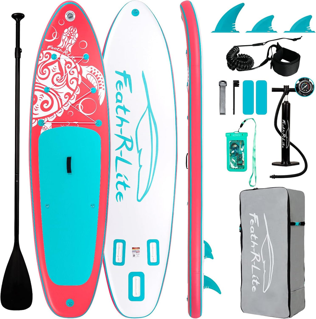 FEATH-R-LITE Inflatable Stand Up Paddle Board with Beginner SUP Accessories