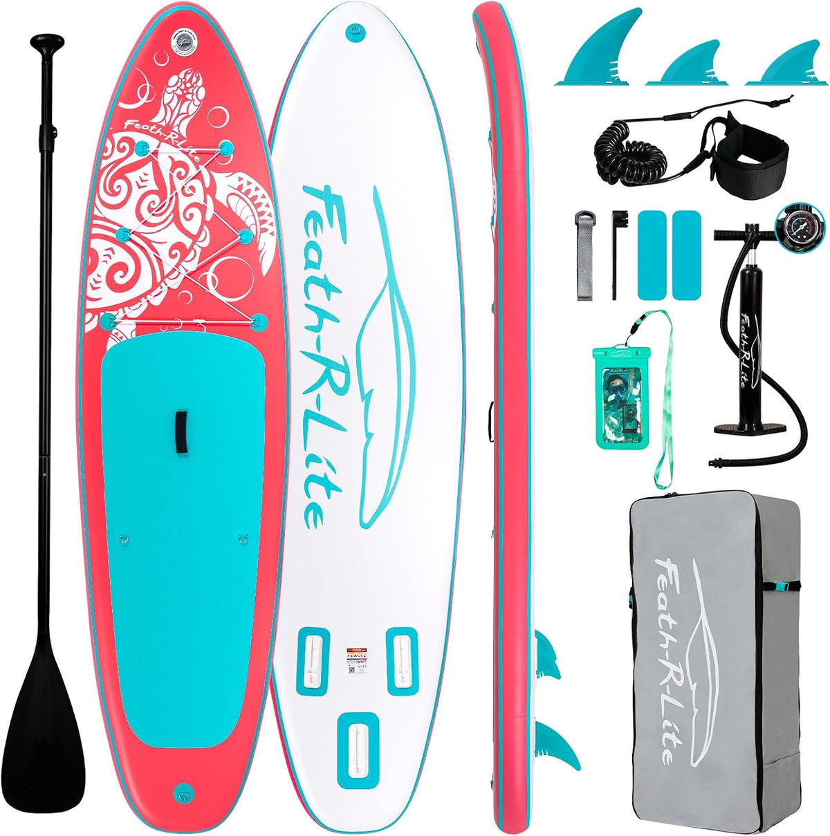FEATH-R-LITE Inflatable Stand Up Paddle Board with Beginner SUP Accessories