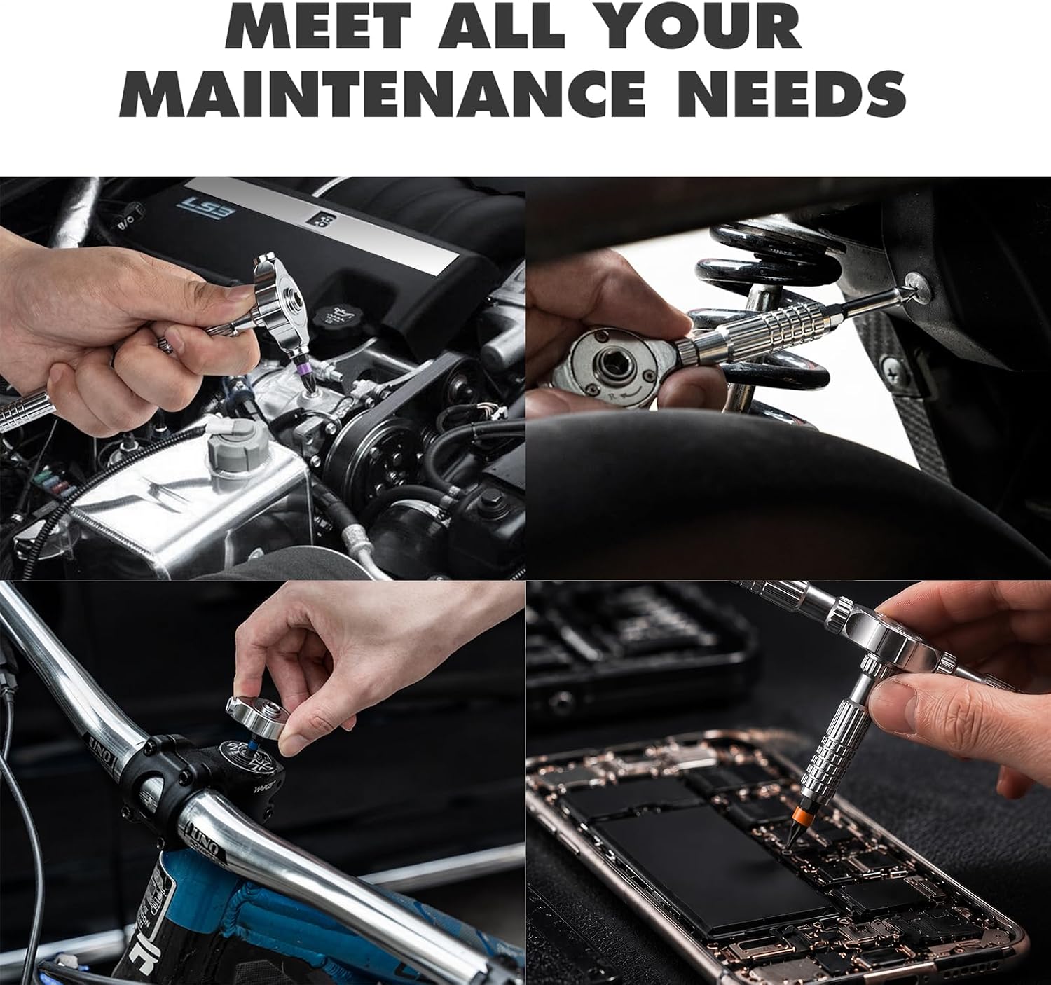 VMAN Ratchet Screwdriver Set, magnetic Screwdriver sets, S2 Steel Bits, DIY Combination Flexible Shaft, Suitable for Furniture Assembly, Precision Electrical Appliance Repair, Bicycle Tools