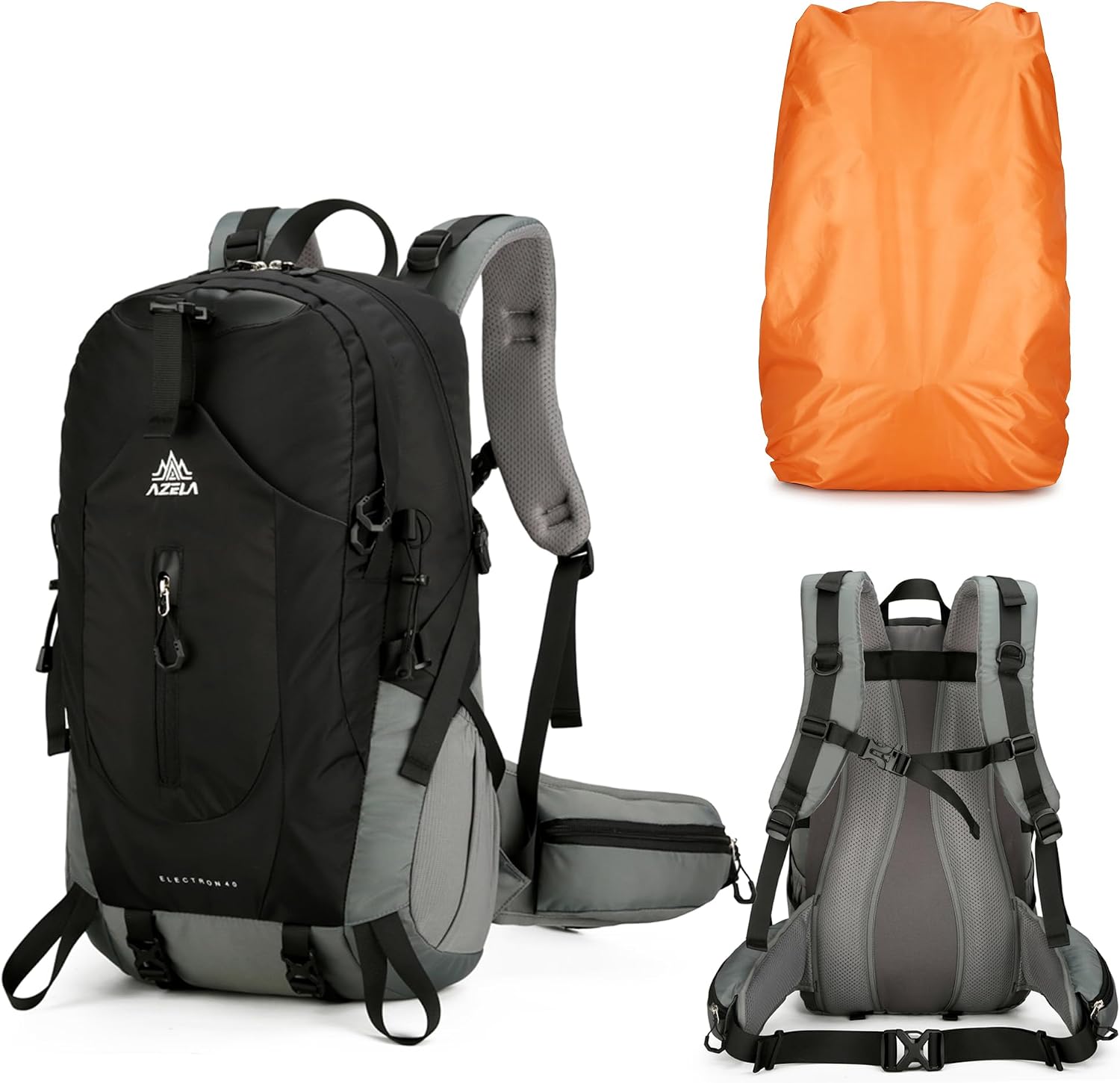 40L Hiking Backpack for Men and Women, Lightweight Waterproof Packable Camping Travel Daypack with Rain Cover (Dark Gray, 40 Liter)