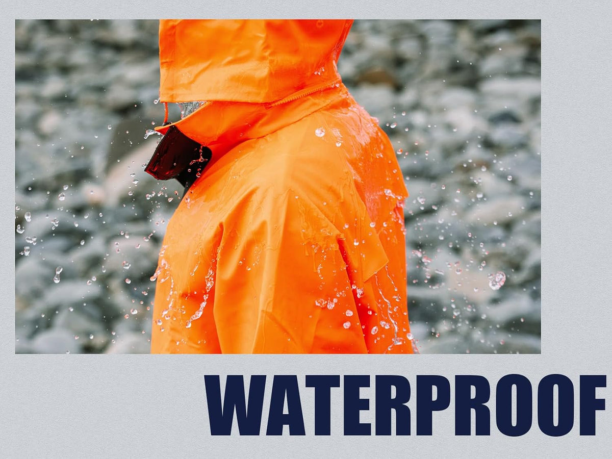 RainRider Rain Suits Waterproof for Men Women Heavy Duty Rain Gear Reflective Jacket Bib Pants 3 Pieces Rainwear