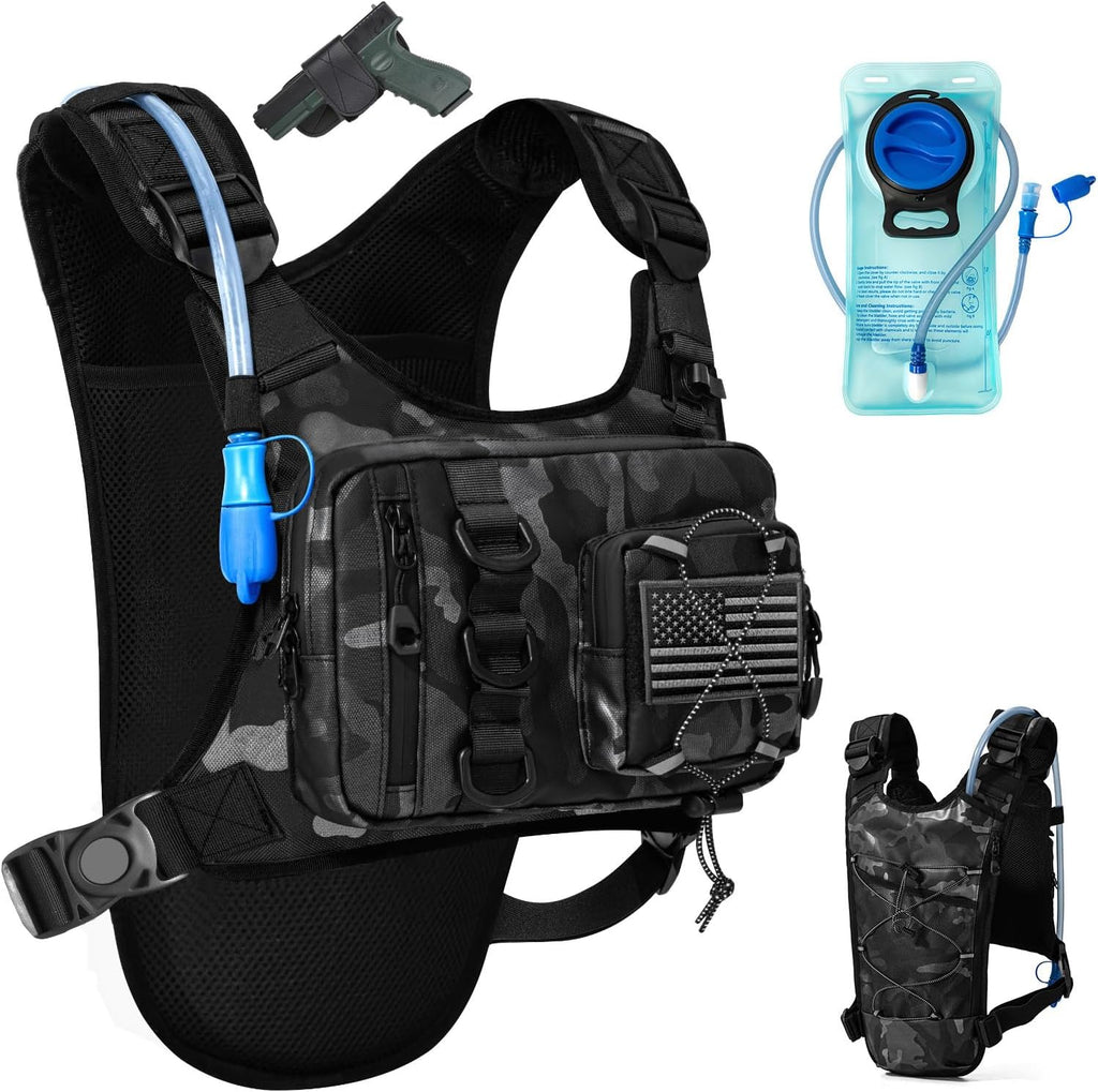 Outdoor Hydration Vest for Running & Hiking, Lightweight Breathable Water Backpack with 2.0L Bladder, Bounce-Free Chest Pack for Marathon, Cycling, Trekking for Men and Women
