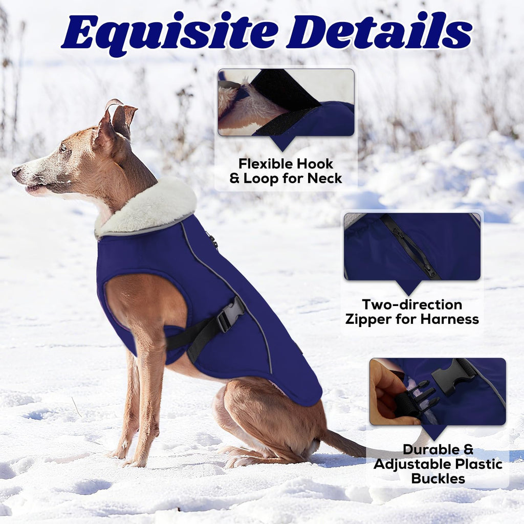 EMUST Dog Winter Coat, Waterproof Fleece Dog Jacket Winter for Small Dogs